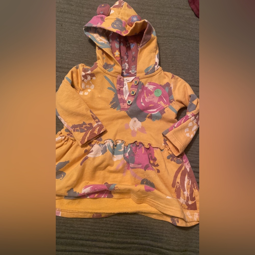 Matilda Jane top Tiny Living Dress Hooded Yellow. 12-18 months